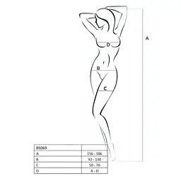 Бодістокінг Passion BS069 комбінезон імітація панчох та боді S/M/L red - мініатюра 4
