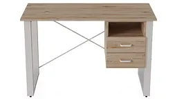 Письмовий стіл із ящиками Ferrum-decor Оскар 750x1400x700 метал Білий ДСП Дуб Сан-Марино 16 мм (FRD-103283)