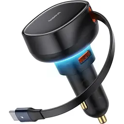 Автомобільний зарядний пристрій Baseus Enjoyment Pro 60W Retractable Black (C00057800111-00) [169692] - мініатюра 3