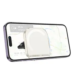Автотримач Hoco H42 Crystal ring magnetic (air outlet) White - мініатюра 2