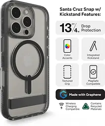 Чохол протиударний із підставкою ZAGG Gear4 Crystal Palace MagSafe для iPhone 16 Pro Max (6.9") Прозорий + Black - мініатюра 9