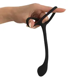 Кільце ерекційне з анальним стимулятором Black Velvets Cock Ball Ring, 22.5 см (чорний) - мініатюра 3
