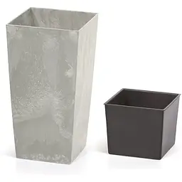 Горщик з кашпо для рослин 2в1 Prosperplast Urbi Square Beton 3/72 л