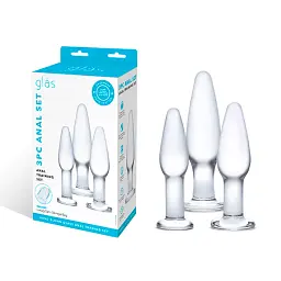Набір анальних пробок Glas Anal Training Set 3 шт - мініатюра 2
