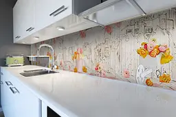 Кухонний фартух Квіти та Акварель вінілова наклейка ПВХ будинку букети Сірий 65х250 см Happy Pocket Z180717 - мініатюра 6