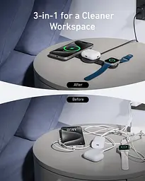 Бездротове зарядне ANKER MagGo Wireless Charging Pad 15 W 3-in-1 Foldable B25M8H11 - мініатюра 3