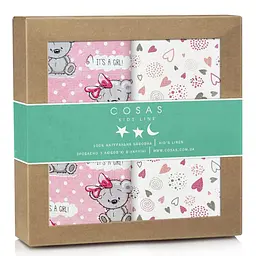 Багаторазові пелюшки дитячі ROSE GIRL BEAR 2шт COSAS (4822052062814)