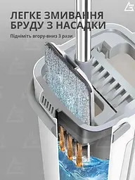 Комплект для домашнього прибирання легка швабра лентяйка, що обертається на 360°, зі складною ручкою та відром для віджимання 6л - мініатюра 5