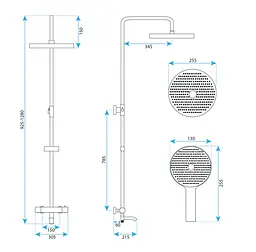 Душова система з виливом Rea Lungo Stripe nickel brushed REA-P9491 - мініатюра 6