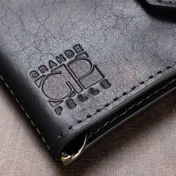 Шкіряний чоловічий затискач для грошей на магніті Grande Pelle 11546 темно-синій - мініатюра 10