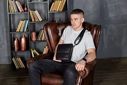 Месенджер із клапаном через плече 24х20х6, шкіряна барсетка Tiding Bag TD-20033 чорна 200 мм - мініатюра 10