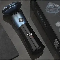 Електробритва для чоловіків XPRO V-326 роторна для вологого і сухого гоління з плаваючими головками чорно-блакитна (41590-16010_480) - мініатюра 3