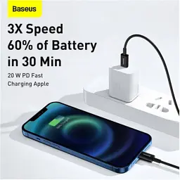Дата кабель USB-C to Lightning 1.0m 20W Superior Series Black Baseus (CATLYS-A01) - мініатюра 6
