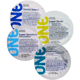 Презервативи One: Super Sensitive + Studs + Pleasure Plus + Classic 4 шт. (ROZ6400229505) - мініатюра 2