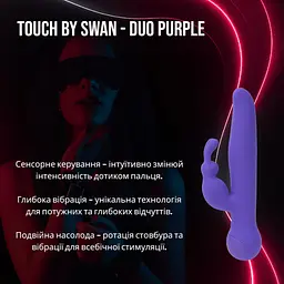 Вібратор-кролик Touch by SWAN Duo Purple — сенсорне управління, ротація та глибока вібрація