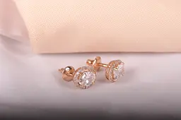 Сережки гвоздики з червоного золота S-0089 - мініатюра 4