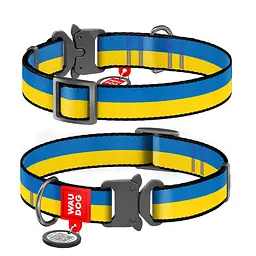 Нашийник для собак нейлоновий Waudog Nylon з QR-паспортом "Colors of freedom" металева пряжка-фастекс XL Ш 25 мм Дов