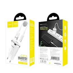 Адаптер мережевий Hoco Thunder Micro cable C37A |1USB, 2.4A| - мініатюра 2