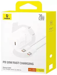 Мережевий зарядний пристрій Baseus GaN5 Fast Charger (Xiaomini) Type-C 20 W + Cable Type-C to Type-C P10110900213-01 White - мініатюра 7