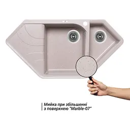 Кухонна мийка Lidz з додатковою чашею 1000x500/225 MAR-07 (LIDZMAR071000500225) - мініатюра 3