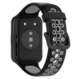 Силіконовий ремінець Primolux Perfor Classic для смарт-годинника Huawei Watch Fit 2- Black Grey - мініатюра 2