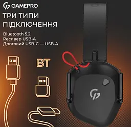 Ігрові навушники GamePro HSW-120-B Wireless Mercury Genesis Pro Black - мініатюра 4