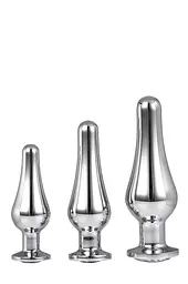 Анальні пробки набір металевих іграшок Dream Toys Gleaming Love Pleasure Set Silver — 3 конічні розміри - мініатюра 2