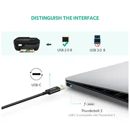 Кабель для принтера USB-C 2.0 to BM 2.0m US241 black Ugreen (50446) - мініатюра 3