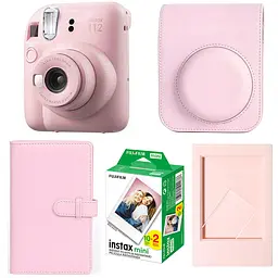 Набор камера Fujifilm Instax Mini 12, Фотобумага 20шт, Чехол, Фотоальбом 108 фото, Фоторамка Розовый