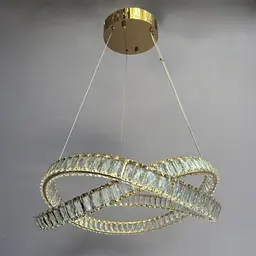 Підвісна кришталева LED-люстра з кільцями Linisoln 7108 FG золото 180 Вт 58 см для вітальні до 17 м2