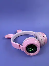 Навушники дитячі бездротові C 64095-2, рожеві Bluetooth з заячими вушками, багатокольорове підсвічування, акумулятор 400 mAh - мініатюра 2