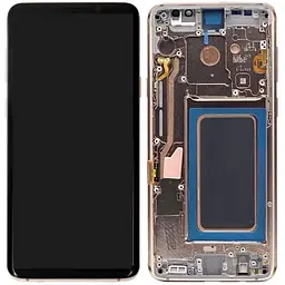 Дисплей Samsung G965 Galaxy S9+ чорний, TFT, із рамкою золотистого кольору, Sunrise Gold