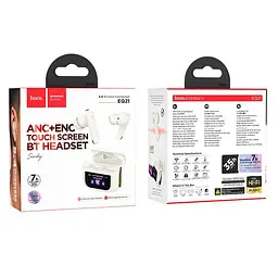 Бездротові навушники Hoco Sandy EQ21, true wireless, ANC, ENC, noise reduction touch screen, BT headset, BT5.4, 40mAh, 400mAh, white - мініатюра 3