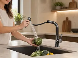 Кран / змішувач Faucet CR-8429 Багатофункціональний метал / Змішувач для миття / Кран-змішувач для кухні Графіт матовий - мініатюра 2