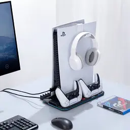 Багатофункціональна охолоджуюча підставка для PS5 Canyon CS-5 RGB Charge Black (CND-CSPS5B) UA - мініатюра 7