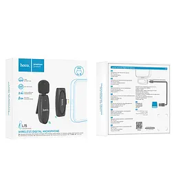 Мікрофон-петличка Hoco L15 iP Crystal lavalier wireless digital microphone Чорний - мініатюра 2
