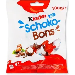 Цукерки з молочного шоколаду з молочною начинкою та горіхами Schoko-Bons Kinder м/у 100 г