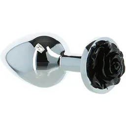 Металева анальна пробка Lux Active з трояндою - Rose Anal Plug - Black - мініатюра 2