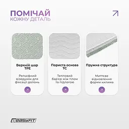 Килимок для йоги та фітнесу EasyFit TPE+TC 6 мм двошаровий фісташковий-світло-сірий - мініатюра 4