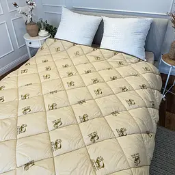Ковдра двоспальна стьобана зимова зі штучної вовни Leri Max Pur Wool 21470 180х210 см коричнева - мініатюра 5