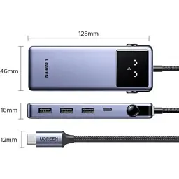 Концентратор Ugreen USB-C 7-in-1 3xUSB + 1xUSB-C + HDMI + RJ45 + PD 100W CM888 gray (45155) - мініатюра 3