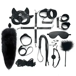 Набір Art of Sex - Maxi BDSM Set LeaTher, 13 предметів, натуральна шкіра, Чорний