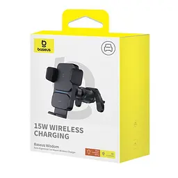 Бездротовий Автомобільний зарядний пристрій Baseus Wisdom Auto Alignment Car Mount Wireless QI 15W Air Outlet чорний CGZX000001 - мініатюра 2