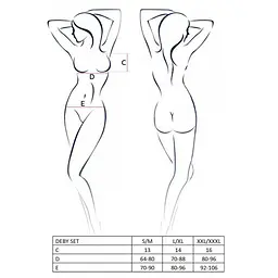 Комплект білизни під латекс Passion DEBY SET XXL/XXXL, black, ліф, мініспідничка, стрінги - мініатюра 5