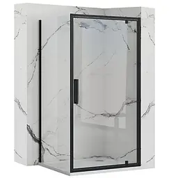 Душова кабіна Rea Rapid Swing 90x90 black REA-K6422 + REA-K6409, Чорний матовий, Універсальна, прозрачний, Чорний матовий