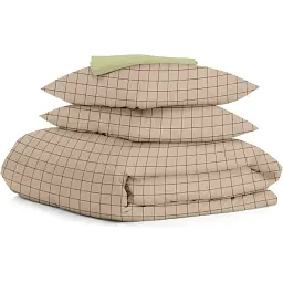 Комплект постільної білизни Cosas євро з простирадлом на резинці BEIGE GEOMETRY CS5 200 x 220 см (CellAshbeige_El-78Olive_200)