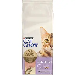 Сухий корм Cat Chow Sensitive для дорослих котів, із чутливою шкірою та травленням з лососем 15 кг (12293143) - мініатюра 2