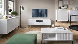 Комод високий Perfect Home Нова / Nova 2-дверний з чорними ніжками K104 Білий (PFH-091232) - мініатюра 9