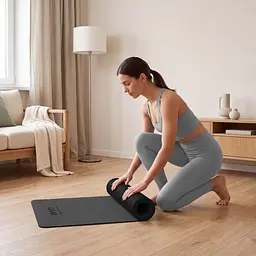 Килимок (мат) для фітнесу та йоги Gymtek Premium TPE 0,5см чорний - мініатюра 4