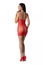 Ажурна мінісукня на тонких бретелях Passion BS096 One Size, red, плетіння на грудях - мініатюра 2